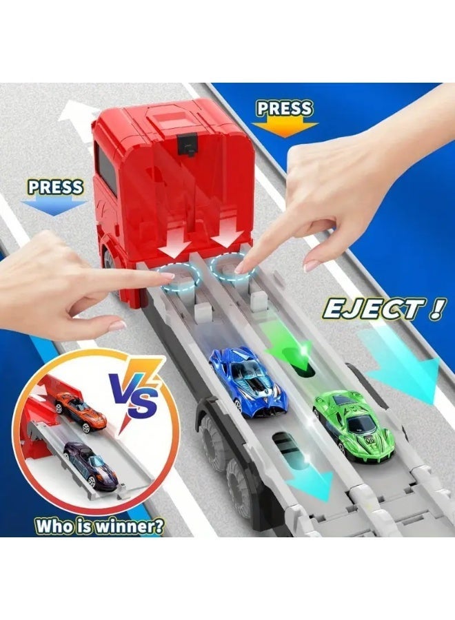 NIBEMINENT Folding Ejection Race Car Track,24 PCS Die-cast Cars,Transport Container Trucks,207CM Long Track ,Play Vehicles For 3+ Years Boys - Image 2
